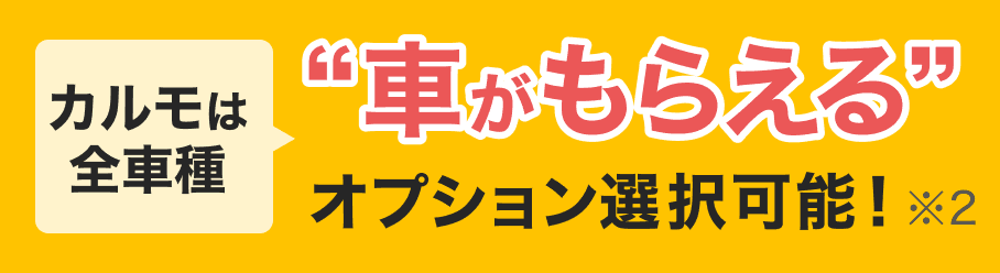 カルモは全車種車がもらえるオプション選択可能※7年以上ご契約時