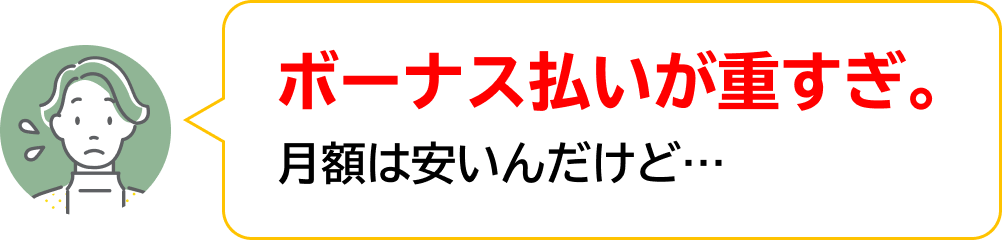  ボーナス払いが重すぎ。月額は安いんだけど…