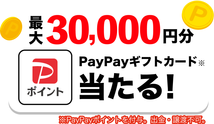 最大30,000円分paypayギフトカード当たる！