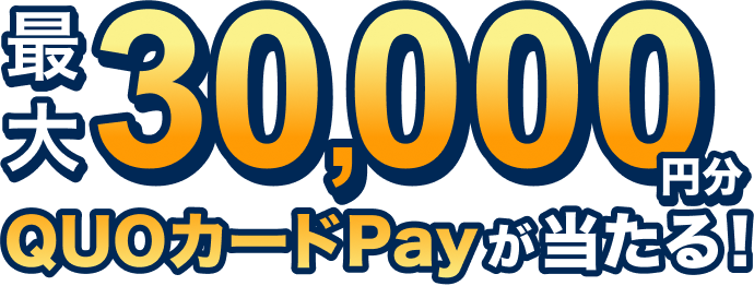最大30,000円QUOカードPayが当たる！