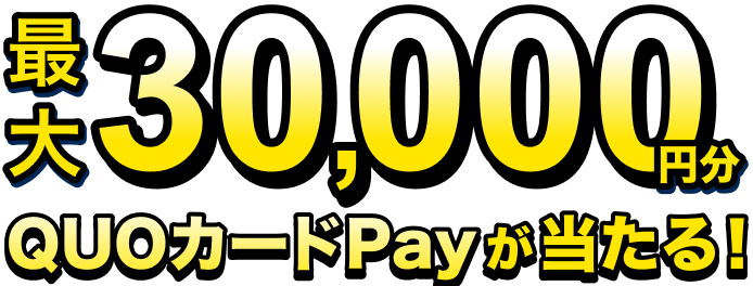 最大30,000円QUOカードPayが当たる！