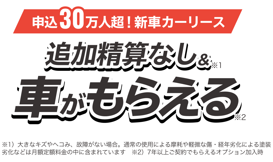 申込30万人超！新車カーリース 追加精算なし & 車がもらえる