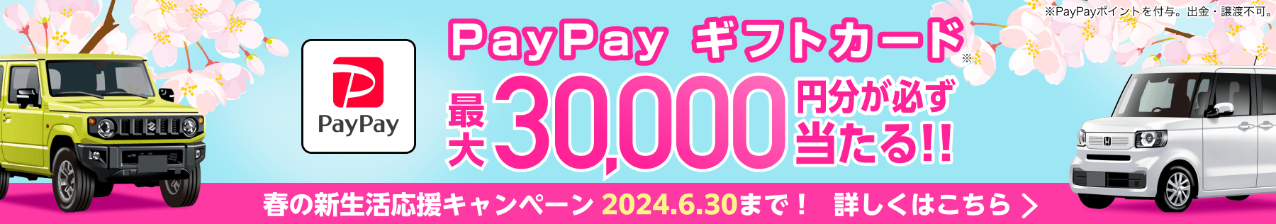 PayPayギフトカード 最大3万円分が必ず当たる！春の新生活応援キャンペーン 2024.6.30まで！